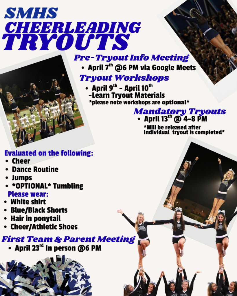 Blue and White Dynamic Cheerleading Tryouts Instagram Post